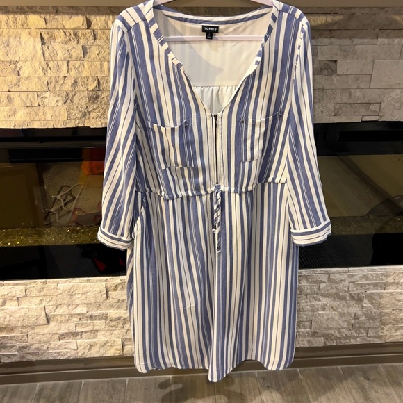 Torrid‎ size 1 blue and white drawstring waist dress - Picture 1 of 12